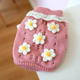 Pet Cats And Dogs Keep Warm And Comfortable Sweater (Option: Pink-Flowers-S)
