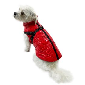 Water Resistant Puffy Vest with Built (Color: Red, size: XS)