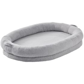 Human Dog Bed, 72" x48"x10" Human Dog Bed for Adult, Human Size Dog Bed with Washable Faux Rabbit Fur Cover, Egg Orthopedic Foam, Storage Pocket (default: Default)
